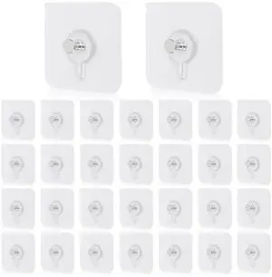 30 Pcs Self Adhesive Wall Hooks No Drill Hooks for Hanging, No-Trace Sticker Frame Hangers Without Nails for Mount Wall Shelf, Bathroom, Heavy Duty Adhesive Wall Hooks for Kitchen (30, m) 30 Pcs Self Adhesive Wall Hooks No Drill Hooks for Hanging, No-Trace Sticker Frame Hangers Without Nails for Mount Wall Shelf, Bathroom, Heavy Duty Adhesive Wall Hooks for Kitchen (30, m)