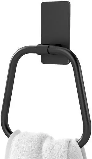 Adhesive Hand Towel Holder for Bathroom, Aluminum No Drill Wall Mounted Towel Ring, Easy Install for Bathroom & Kitchen (Matte Black) Adhesive Hand Towel Holder for Bathroom, Aluminum No Drill Wall Mounted Towel Ring, Easy Install for Bathroom & Kitchen (Matte Black)