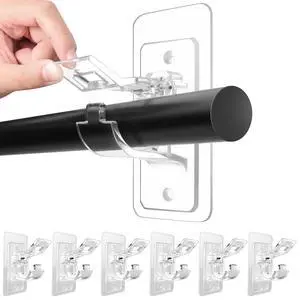 Pack No Drill Needed Curtain Rod Holders, Self Adhesive Rod Brackets, Multipurpose Nail-Free Stick on Curtain Rod Hooks Hangers for Dorm, Kitchen, Home, Bathroom, Transparent Pack No Drill Needed Curtain Rod Holders, Self Adhesive Rod Brackets, Multipurpose Nail-Free Stick on Curtain Rod Hooks Hangers for Dorm, Kitchen, Home, Bathroom, Transparent