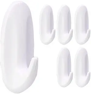 6 Pack Medium Self Adhesive Wall Hooks, 2.5lb Removable for Home 6 Pack Medium Self Adhesive Wall Hooks, 2.5lb Removable for Home
