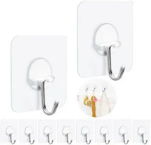 Adhesive Hooks Heavy Duty, 15lb(Max) 180 Degree Rotating Wall Sticky Hooks for Hanging Wall Hangers Without Nails Seamless Stick on Bathroom Kitchen Office Outdoors-10 Packs Adhesive Hooks Heavy Duty, 15lb(Max) 180 Degree Rotating Wall Sticky Hooks for Hanging Wall Hangers Without Nails Seamless Stick on Bathroom Kitchen Office Outdoors-10 Packs