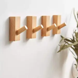 4Pack Adhesive Wall Hooks Hat Rack, Wooden Coat Hooks Wall Mounted, Decorative Hooks Single Organizer Hat Hanger Towel Rack, Heavy Duty Hooks (Rectangle-Beech,4P) 4Pack Adhesive Wall Hooks Hat Rack, Wooden Coat Hooks Wall Mounted, Decorative Hooks Single Organizer Hat Hanger Towel Rack, Heavy Duty Hooks (Rectangle-Beech,4P)