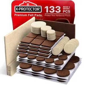 Felt Furniture Pads X-PROTECTOR 133 PCS Premium Furniture Pads - Felt Pads Furniture Feet Best Wood Floor Protectors - Protect Your Hardwood & Laminate Flooring! Brown and Beige Felt Furniture Pads X-PROTECTOR 133 PCS Premium Furniture Pads - Felt Pads Furniture Feet Best Wood Floor Protectors - Protect Your Hardwood & Laminate Flooring! Brown and Beige