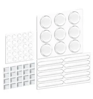 99pcs Clear Silicone Cabinet Furniture Bumpers Pads, Self Adhesive Buffer Set with 4 Shapes for Doors, Drawers, Kitchen Cabinets, Walls 99pcs Clear Silicone Cabinet Furniture Bumpers Pads, Self Adhesive Buffer Set with 4 Shapes for Doors, Drawers, Kitchen Cabinets, Walls