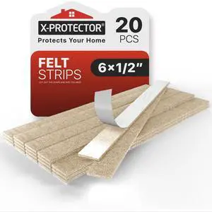 Felt Furniture Pads - 20 PCS 6 x 1/2" - Premium Felt Strips with Adhesive Backing - Rectangular Furniture Pads for Hardwood Floors - Cut Furniture Felt Pads to Size You Need! (Beige) Felt Furniture Pads - 20 PCS 6 x 1/2" - Premium Felt Strips with Adhesive Backing - Rectangular Furniture Pads for Hardwood Floors - Cut Furniture Felt Pads to Size You Need! (Beige)