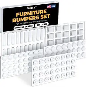128 Clear Cabinet Bumper Pads Self-Adhesive Silicone Set with 5 Unique Shapes for Doors, Drawers & Furniture Premium Sound Dampening Pads for Surface Protection 128 Clear Cabinet Bumper Pads Self-Adhesive Silicone Set with 5 Unique Shapes for Doors, Drawers & Furniture Premium Sound Dampening Pads for Surface Protection