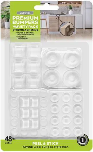 Premium Adhesive Clear Bumper Pads 48 Piece Variety Pack, Round and Square Rubber Feet for Electronics, Cutting Boards, Cabinet Stoppers, Drawers, Furniture, Noise Damper Surface Protectors Premium Adhesive Clear Bumper Pads 48 Piece Variety Pack, Round and Square Rubber Feet for Electronics, Cutting Boards, Cabinet Stoppers, Drawers, Furniture, Noise Damper Surface Protectors