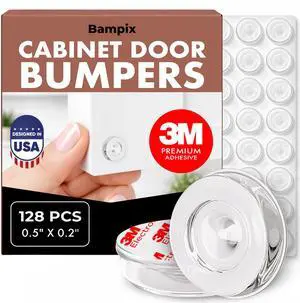 Jelly Button Clear Cabinet Door Bumpers, 128 Pack, 0.5 Inch Self-Adhesive Rubber Pads, Sound-Dampening Stoppers for Cabinets, Drawers, Furniture & Walls Jelly Button Clear Cabinet Door Bumpers, 128 Pack, 0.5 Inch Self-Adhesive Rubber Pads, Sound-Dampening Stoppers for Cabinets, Drawers, Furniture & Walls