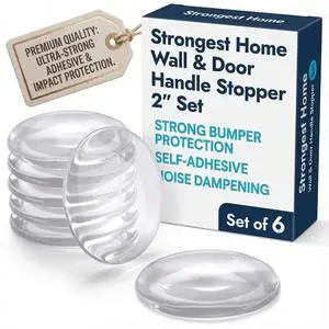 Door Stoppers (Medium) 2" - Door Stop for Wall with Strong Back Adhesive - Quiet and Shock Absorbent Silicone Wall Protectors from Door Knobs - Protects Every Surface - (Clear | 6 PCS) Door Stoppers (Medium) 2" - Door Stop for Wall with Strong Back Adhesive - Quiet and Shock Absorbent Silicone Wall Protectors from Door Knobs - Protects Every Surface - (Clear | 6 PCS)