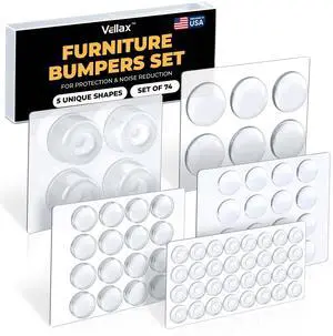 74 Clear Silicone Bumpers & Wall Protectors 5Shape SelfAdhesive Pads for Cabinets, Doors, Drawers & Furniture Noise Dampening & Surface Protection by 74 Clear Silicone Bumpers & Wall Protectors 5Shape SelfAdhesive Pads for Cabinets, Doors, Drawers & Furniture Noise Dampening & Surface Protection by