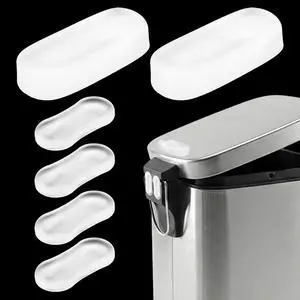 Trash Can Wall Protector, Clear Peel and Stick Bumpers, 6 Pack, 2 Sizes, lid and Body Cushion, no-Drill Install, Removable on Most Smooth Surfaces Trash Can Wall Protector, Clear Peel and Stick Bumpers, 6 Pack, 2 Sizes, lid and Body Cushion, no-Drill Install, Removable on Most Smooth Surfaces