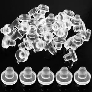 Glass Table Top Bumpers with Stem, 30 Pieces Clear Rubber Grippers Anti Slip Patio Table Spacers for Furniture 1/4 Inch Hole Glass Table Top Bumpers with Stem, 30 Pieces Clear Rubber Grippers Anti Slip Patio Table Spacers for Furniture 1/4 Inch Hole