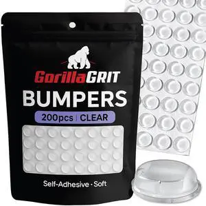 Self Adhesive Bumpers - 1/2 Diameter - 200 pcs - Standard Clear Round Bumper for Cabinets, Drawers, Cutting Boards, Picture Frames and Furniture - Sound dampening Protects Against Damage Self Adhesive Bumpers - 1/2 Diameter - 200 pcs - Standard Clear Round Bumper for Cabinets, Drawers, Cutting Boards, Picture Frames and Furniture - Sound dampening Protects Against Damage