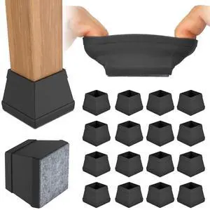 16 PCS Square Chair Leg Floor Protector, Silicone Chair Leg Cover, Furniture Leg Protectors with Felt, Mobile Table Leg pad, Protect The Floor from Scratches.1 in Black. 16 PCS Square Chair Leg Floor Protector, Silicone Chair Leg Cover, Furniture Leg Protectors with Felt, Mobile Table Leg pad, Protect The Floor from Scratches.1 in Black.