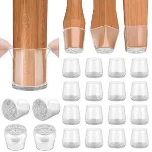 Silicone Chair Leg Floor Protectors, Stool Leg Protectors Cap, Chair Leg Caps for Hardwood Floors (Clear-16pcs, Round L) Silicone Chair Leg Floor Protectors, Stool Leg Protectors Cap, Chair Leg Caps for Hardwood Floors (Clear-16pcs, Round L)