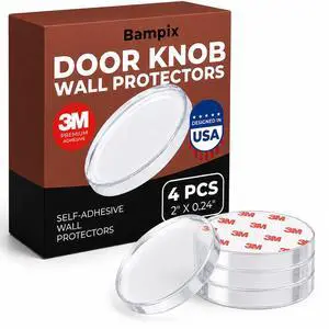 Door Knob Wall Protectors, 2" Flat Disc Clear Silicone Pads (4-Pack) Self-Adhesive Wall Bumpers that Stay Flush for Doors, Cabinets & Furniture Door Knob Wall Protectors, 2" Flat Disc Clear Silicone Pads (4-Pack) Self-Adhesive Wall Bumpers that Stay Flush for Doors, Cabinets & Furniture