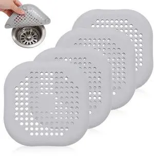 Pack Grey Silicone Shower Drain Hair Catchers, Square Drain Covers with Suction Cups, Easy-Clean Hair Stopper for Bathroom, Bathtub, Laundry, and Kitchen Sink Pack Grey Silicone Shower Drain Hair Catchers, Square Drain Covers with Suction Cups, Easy-Clean Hair Stopper for Bathroom, Bathtub, Laundry, and Kitchen Sink