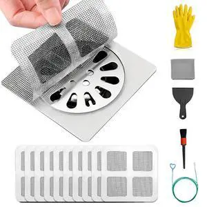 Hair Drain Catcher Kit 10 Disposable Drain Stickers, Drain Snake Tool, Cleaning Brush, Scraper & Gloves Complete Hair Clog Remover Set for Shower, Bathroom Sink, Bathtub & Kitchen Drain Hair Drain Catcher Kit 10 Disposable Drain Stickers, Drain Snake Tool, Cleaning Brush, Scraper & Gloves Complete Hair Clog Remover Set for Shower, Bathroom Sink, Bathtub & Kitchen Drain