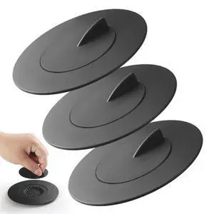 Bathtub Stopper,3pcs 2-in-1 Bathtub Drain Hair Catcher,Silicone Kitchen Bathroom Shower Water Strainer Protectors,Universal Flat Suction Shower Drain Cover,Washbasin Drain Stopper (Black) Bathtub Stopper,3pcs 2-in-1 Bathtub Drain Hair Catcher,Silicone Kitchen Bathroom Shower Water Strainer Protectors,Universal Flat Suction Shower Drain Cover,Washbasin Drain Stopper (Black)