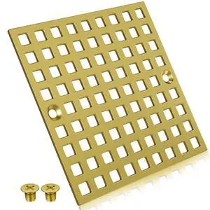 3-7/8" Brushed Gold Shower Drain Cover - Square Floor Drain Cover Replacement - Hair Catcher/Drain Strainer for Bathrooms, Showers, and Sinks - SUS304 Stainless Steel 3-7/8" Brushed Gold Shower Drain Cover - Square Floor Drain Cover Replacement - Hair Catcher/Drain Strainer for Bathrooms, Showers, and Sinks - SUS304 Stainless Steel