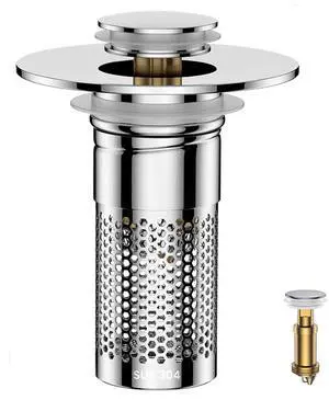 Bathroom Sink Drain Strainer,Universal Pop-Up Sink Stopper Hair Catcher, Anti-Clog Stainless Steel Drain Filter Basket, Removable Sink Drain for Bathroom Sink Stopper Bathroom Sink Drain Strainer,Universal Pop-Up Sink Stopper Hair Catcher, Anti-Clog Stainless Steel Drain Filter Basket, Removable Sink Drain for Bathroom Sink Stopper