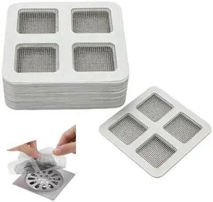 30 PCS Shower Drain Hair Catcher Stickers, Disposable Mesh for Flat Drains 30 PCS Shower Drain Hair Catcher Stickers, Disposable Mesh for Flat Drains