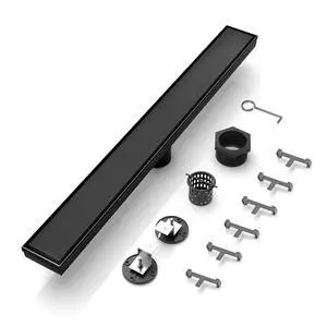 24 Inch Linear Shower Drain, Reversible Tile Insert, Matte Black 24 Inch Linear Shower Drain, Reversible Tile Insert, Matte Black