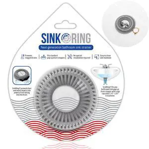 Bathroom Sink Drain Protector & Strainer for Pop-Up Stoppers, Gray Bathroom Sink Drain Protector & Strainer for Pop-Up Stoppers, Gray