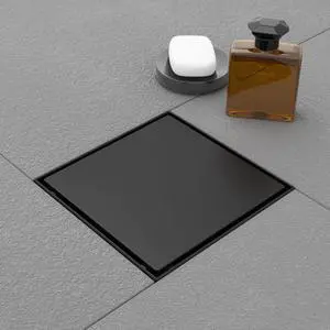 Linear Shower Drain - 6 Inch Matte Black, with Tile Insert Panels Linear Shower Drain - 6 Inch Matte Black, with Tile Insert Panels