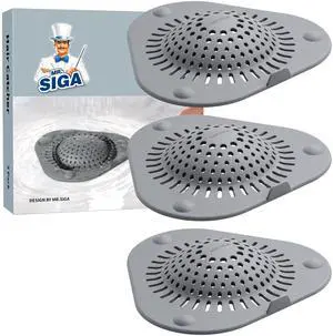 Shower Drain Hair Catcher, Bathroom Sink Drain Strainer, Hair Stopper with Pull-tab, 3 Pack, Gray Shower Drain Hair Catcher, Bathroom Sink Drain Strainer, Hair Stopper with Pull-tab, 3 Pack, Gray