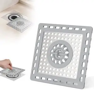 Upgraded Shower Drain Hair Catcher for Bathroom Floor 4" Drain, Anti-Clogging Shower Drain Cover, Stainless Steel & Silicone Drain Strainer with Handle, Shower Drain Protector, Grey Upgraded Shower Drain Hair Catcher for Bathroom Floor 4" Drain, Anti-Clogging Shower Drain Cover, Stainless Steel & Silicone Drain Strainer with Handle, Shower Drain Protector, Grey