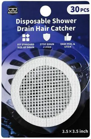Disposable Shower Drain Hair Catcher, 30pcs Strong Adhesive Drain Cover Strainer for Shower, Bathtub and Vanity Sink, Waterproof Mesh Filter Stickers to Prevent Clogs, Tear-Resistant Disposable Shower Drain Hair Catcher, 30pcs Strong Adhesive Drain Cover Strainer for Shower, Bathtub and Vanity Sink, Waterproof Mesh Filter Stickers to Prevent Clogs, Tear-Resistant