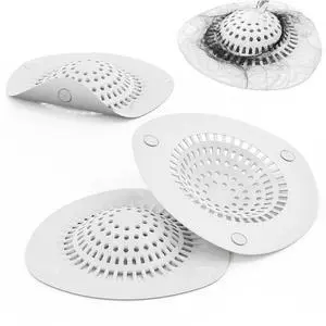 Hair Catcher Shower Drain Cover Bathtub Silicone Hair Catcher Stopper Drain Strainers,Home Protectors with Sucker Water Trap Sink Cover for Kitchen Sink Bathroom Tub 3 Pack (White) Hair Catcher Shower Drain Cover Bathtub Silicone Hair Catcher Stopper Drain Strainers,Home Protectors with Sucker Water Trap Sink Cover for Kitchen Sink Bathroom Tub 3 Pack (White)