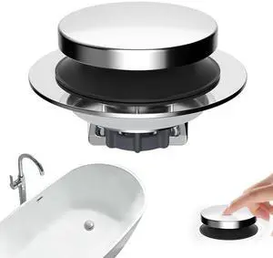 3 in 1 Metal Bathtub Drain Stopper, Universal Pop Up Tub Stopper, Bathtub Drain Hair Catcher, Removable Filter Basket, Anti-Clogging Drain Plug for 1.5''~2.4'' Drain, Brass Bullet Core, Chrome 3 in 1 Metal Bathtub Drain Stopper, Universal Pop Up Tub Stopper, Bathtub Drain Hair Catcher, Removable Filter Basket, Anti-Clogging Drain Plug for 1.5''~2.4'' Drain, Brass Bullet Core, Chrome