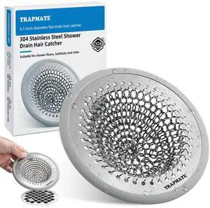 Shower Drain Hair Catcher, 4.7" Fast Drainage Shower Drain Cover, Anti-Slip Stainless Steel Drain Protector for US Standard Flat Drains of Bathroom Floor and Shower Room (Patented Product) Shower Drain Hair Catcher, 4.7" Fast Drainage Shower Drain Cover, Anti-Slip Stainless Steel Drain Protector for US Standard Flat Drains of Bathroom Floor and Shower Room (Patented Product)