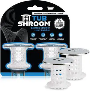 Bathtub Drain Protector and Hair Catcher - 2 Pack, Chrome - Fits 1.5" - 1.75" Bathtub and Shower Drains Bathtub Drain Protector and Hair Catcher - 2 Pack, Chrome - Fits 1.5" - 1.75" Bathtub and Shower Drains