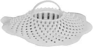 Bathtub Drain Hair Catcher with in-Drain Basket and Strainer Pegs, fits 1.8 Tub Drains, Protects Drains from Clogs, White, (10306) Bathtub Drain Hair Catcher with in-Drain Basket and Strainer Pegs, fits 1.8 Tub Drains, Protects Drains from Clogs, White, (10306)