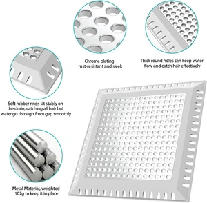 Shower Drain Hair Catcher/Drain Strainer/Shower Drain Cover for Bathroom Floor Drain, Stainless Steel and Silicone (Patented Product) (Pack of 2) Shower Drain Hair Catcher/Drain Strainer/Shower Drain Cover for Bathroom Floor Drain, Stainless Steel and Silicone (Patented Product) (Pack of 2)