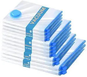 12 Pack Vacuum Storage Bags Space Saver Seal Bags for Luggage Clothes Air Tight Compression Bags for Home Storage & Travel 12 Pack Vacuum Storage Bags Space Saver Seal Bags for Luggage Clothes Air Tight Compression Bags for Home Storage & Travel