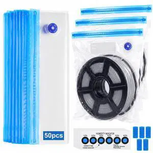 80 Pcs 3D Filament Storage Bags Kit, 50 Pcs 3D Printer Filaments Vacuum Storage Bag 13.4 x 11.8 Inch with 5 Sealing Clip 25 Humidity Indicator Cards for Keep Filament Dry 80 Pcs 3D Filament Storage Bags Kit, 50 Pcs 3D Printer Filaments Vacuum Storage Bag 13.4 x 11.8 Inch with 5 Sealing Clip 25 Humidity Indicator Cards for Keep Filament Dry