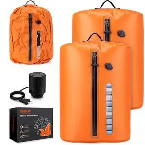 Vacuum Travel Bags With 5500Pa Wired Pump, Vacuum Luggage Bags for Clothes, Compression Bags for Travel, IP68 Waterproof Space Saver Packing Cubes for Suitcase, Backpack & Home Storage (2 Pack + Pump) Vacuum Travel Bags With 5500Pa Wired Pump, Vacuum Luggage Bags for Clothes, Compression Bags for Travel, IP68 Waterproof Space Saver Packing Cubes for Suitcase, Backpack & Home Storage (2 Pack + Pump)