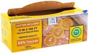 11" x 100' Vacuum Sealer Bags Rolls & Dispenser Cutter Box - BPA Free, 4 mil thick - Great for Sous Vide - Works with Food Saver Machines 11" x 100' Vacuum Sealer Bags Rolls & Dispenser Cutter Box - BPA Free, 4 mil thick - Great for Sous Vide - Works with Food Saver Machines