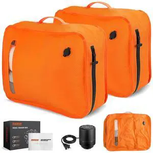 Vacuum Bags for Travel with Wired Pump, Travel Compression Bags for Clothes, 180° Open Zipper, Save 80% Space, IP68 Waterproof Travelpack Vacuum Kit for Luggage, Suitcase, Home Storage (2 Pack + Pump) Vacuum Bags for Travel with Wired Pump, Travel Compression Bags for Clothes, 180° Open Zipper, Save 80% Space, IP68 Waterproof Travelpack Vacuum Kit for Luggage, Suitcase, Home Storage (2 Pack + Pump)