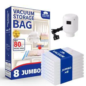 Vacuum Storage Bags for Travel with Electric Pump, 8 Pack Vacuum Storage Bags for Travel with Electric Pump, 8 Pack