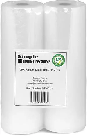Vacuum Sealer Bags 11'' x 50' Sous Vide Roll, 2-Pack Vacuum Sealer Bags 11'' x 50' Sous Vide Roll, 2-Pack