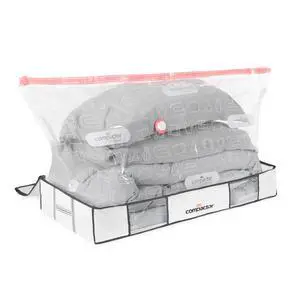Under Bed Vacuum Storage Bag with Semi-Rigid Box, Closet Organizer, Vacuum Seal Bags for Clothing and Bedding, Fits All Vacuum and Nozzle Types, 190L, White, XL Under Bed Vacuum Storage Bag with Semi-Rigid Box, Closet Organizer, Vacuum Seal Bags for Clothing and Bedding, Fits All Vacuum and Nozzle Types, 190L, White, XL
