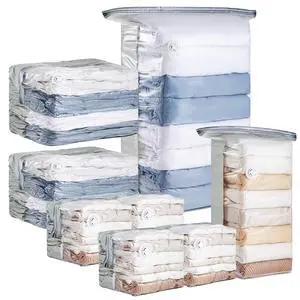 8 Pack Vacuum Storage Bags, Cube Combo (3 Jumbo+5 Medium), Vacuum Seal Bags for Clothing, Bedding, Blanket, Space Saving Closet Organization 8 Pack Vacuum Storage Bags, Cube Combo (3 Jumbo+5 Medium), Vacuum Seal Bags for Clothing, Bedding, Blanket, Space Saving Closet Organization