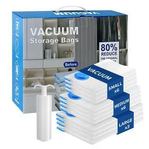 Seal Bags for Clothing Travel, Large Space Saver Storage Bags (15 Pack) - Thickened Waterproof Compression Packing Cubes for Luggage, Mattress & Blanket Storage, Hand Pump Included Seal Bags for Clothing Travel, Large Space Saver Storage Bags (15 Pack) - Thickened Waterproof Compression Packing Cubes for Luggage, Mattress & Blanket Storage, Hand Pump Included