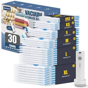 Vacuum Storage Bags with Electric Pump 30 Combo (8XL, 8L, 4M, 4S, 4XS, 2XXS) Heavy-Duty Thickened Vacuum Seal Bags for Clothing Space Saving for Closet & Travel Pillow Comforters Bedding Vacuum Storage Bags with Electric Pump 30 Combo (8XL, 8L, 4M, 4S, 4XS, 2XXS) Heavy-Duty Thickened Vacuum Seal Bags for Clothing Space Saving for Closet & Travel Pillow Comforters Bedding