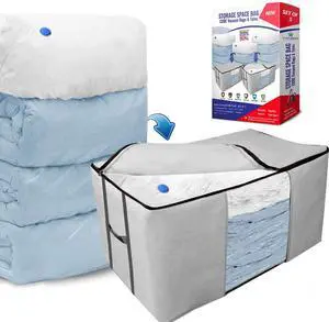 Cube Vacuum Storage Bags, Space Saver Bags, Premium Totes with Cubic Vacuum Compression Seal Bags for Clothing & Bedding. Space Saving Jumbo Organizer for Storing Clothes, Comforters,Blankets,Pillows+ Cube Vacuum Storage Bags, Space Saver Bags, Premium Totes with Cubic Vacuum Compression Seal Bags for Clothing & Bedding. Space Saving Jumbo Organizer for Storing Clothes, Comforters,Blankets,Pillows+